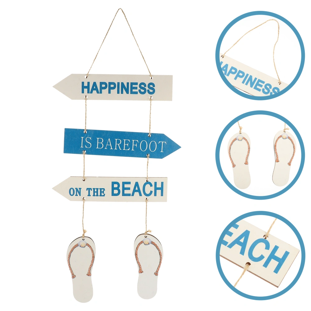 Wooden Wall Hanging Decor Beach Style Wooden Sign Slipper Hanging Ornament