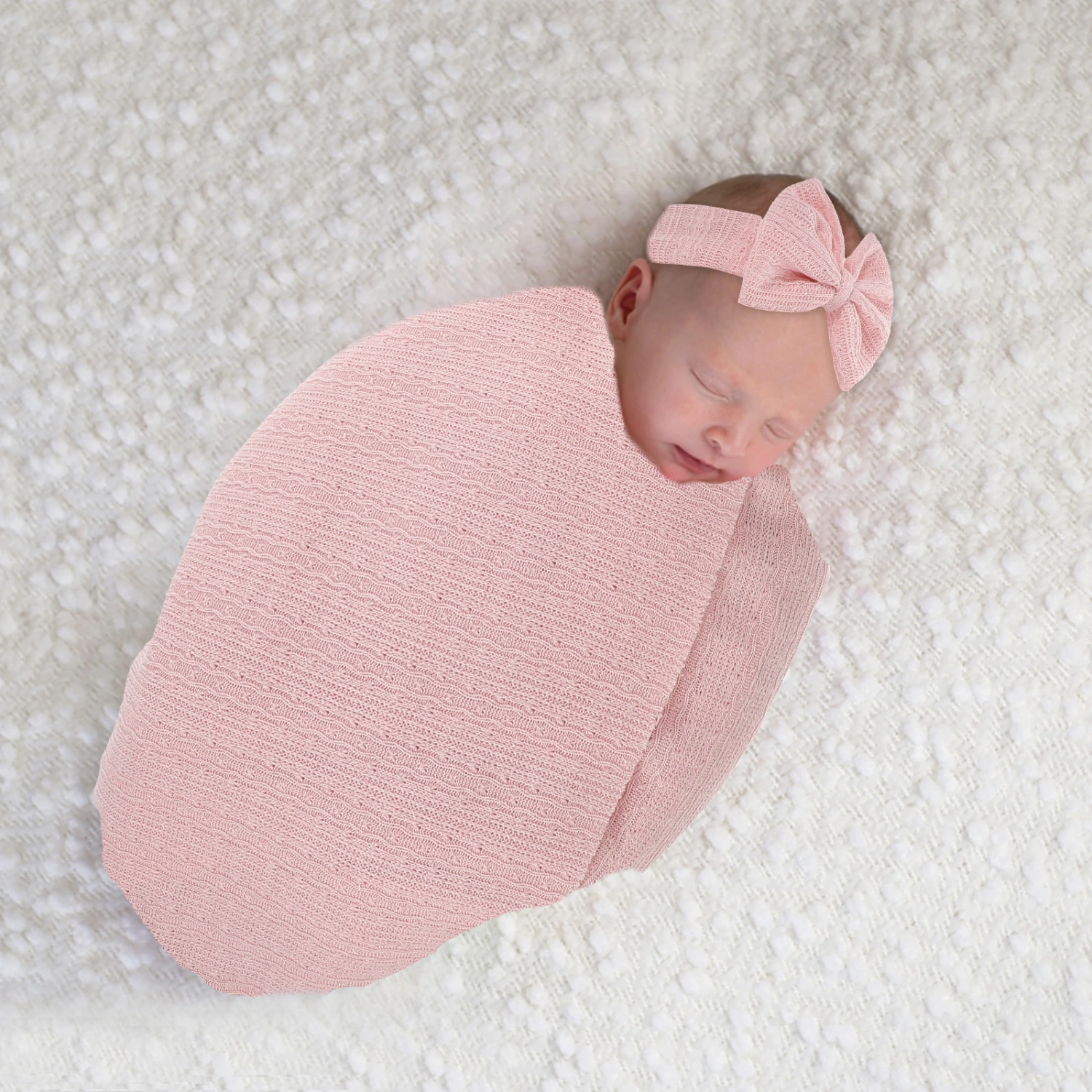 1 Set Baby Swaddle Blanket and Headband Newborn Receiving Blanket for Baby Boys Girls