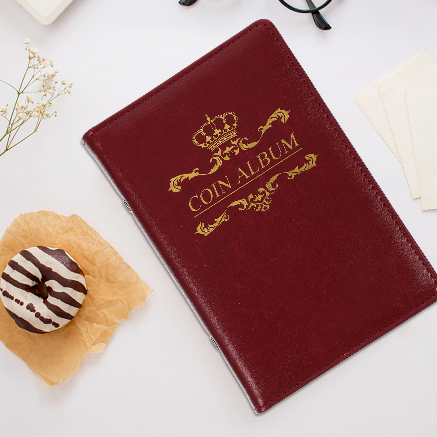 Coin Collection Book PU Cover Coin Album Decorative Coin Storage Book Coin Collection Organizer