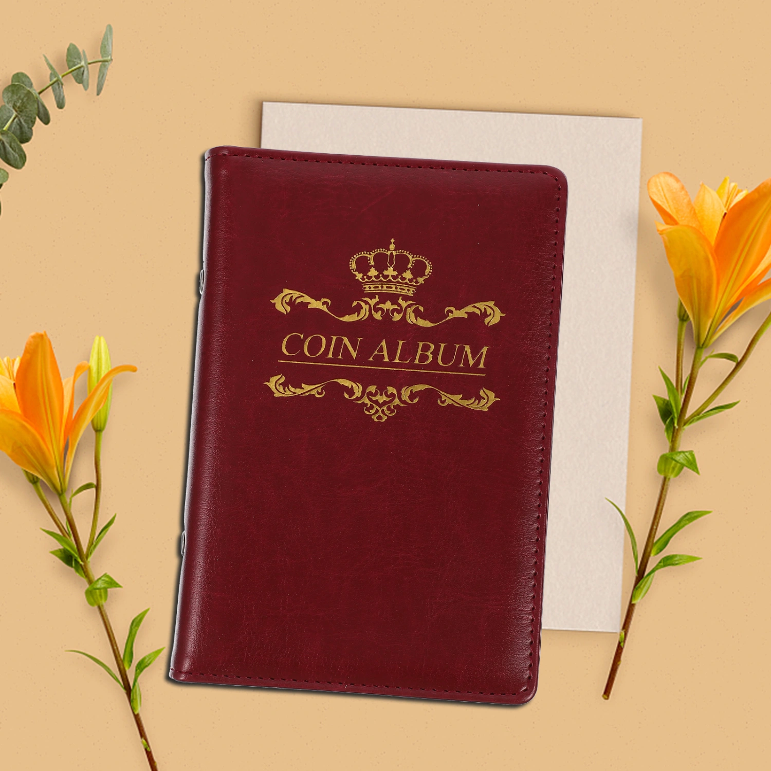 Coin Collection Book PU Cover Coin Album Decorative Coin Storage Book Coin Collection Organizer