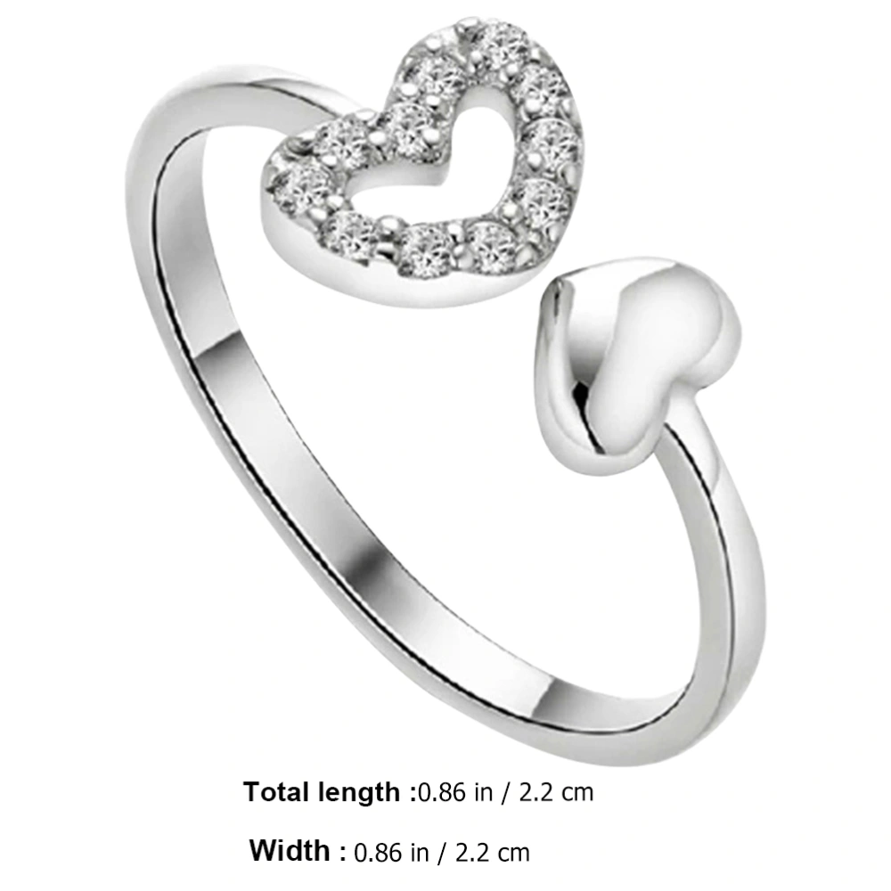 2pcs Heart Ring Finger Ring Opening Ring Decorative Ring Women Ring Jewelry