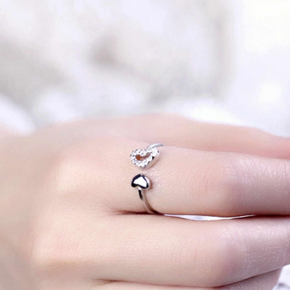 2pcs Heart Ring Finger Ring Opening Ring Decorative Ring Women Ring Jewelry