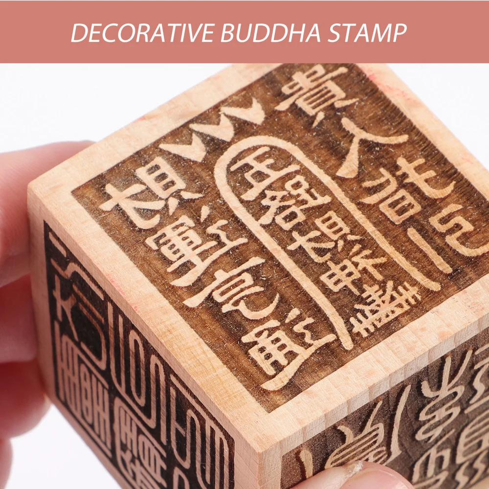 Decorative Buddha Stamp Wooden Chinese Seal Desktop Chinese Stamp DIY Accessory