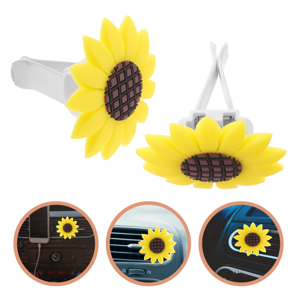 4pcs Sunflower Auto Decoration Car Vent Clip Car Diffuser Vent Clip Car Decor