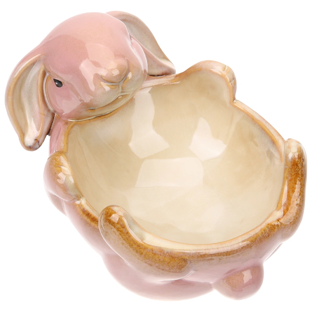 Ceramic Desktop Storage Plate Rabbit Statue Ceramic Tray for Keys Jewelries Phone