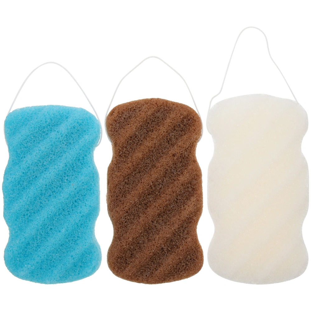 3Pcs Portable Facial Sponges Exfoliating Sponges Face Scrubbers Makeup Removing Sponge