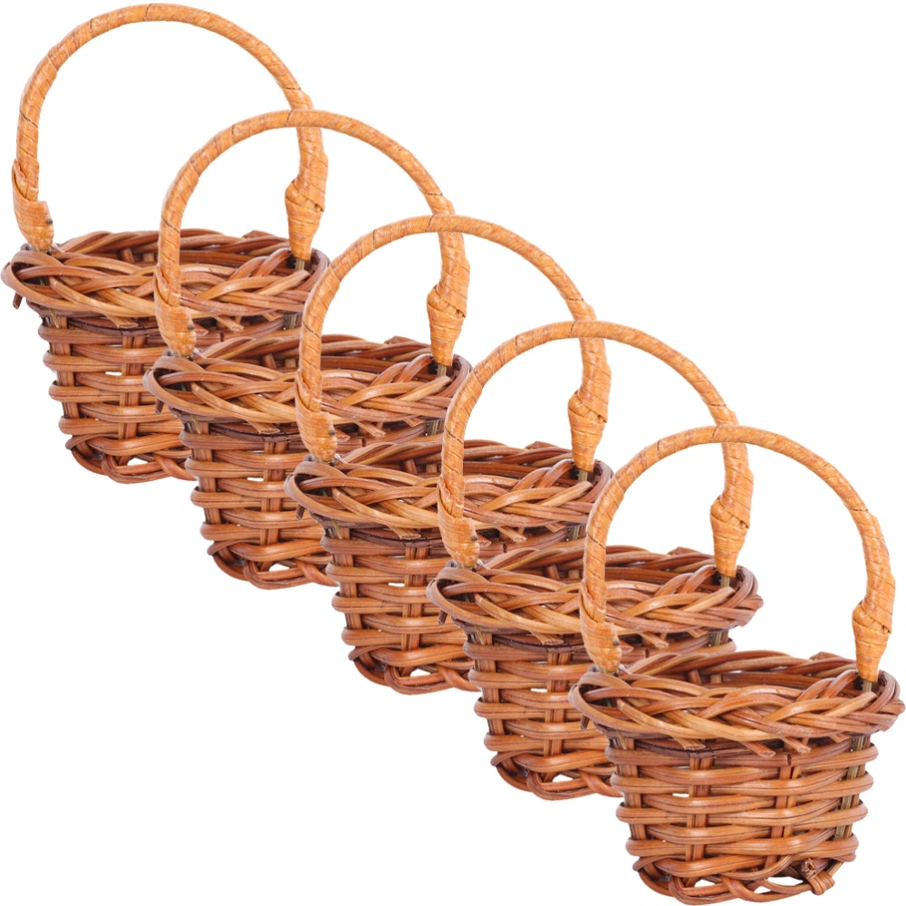 5pcs Decorative Tiny Baskets Household Woven Baskets Multi-function Flower Baskets