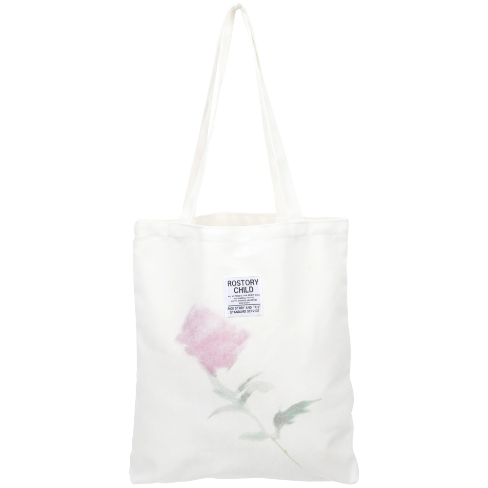 Reusable Tote Bag Canvas Flower Tote Bag Shopping Bag Makeup Bag for Girls Women