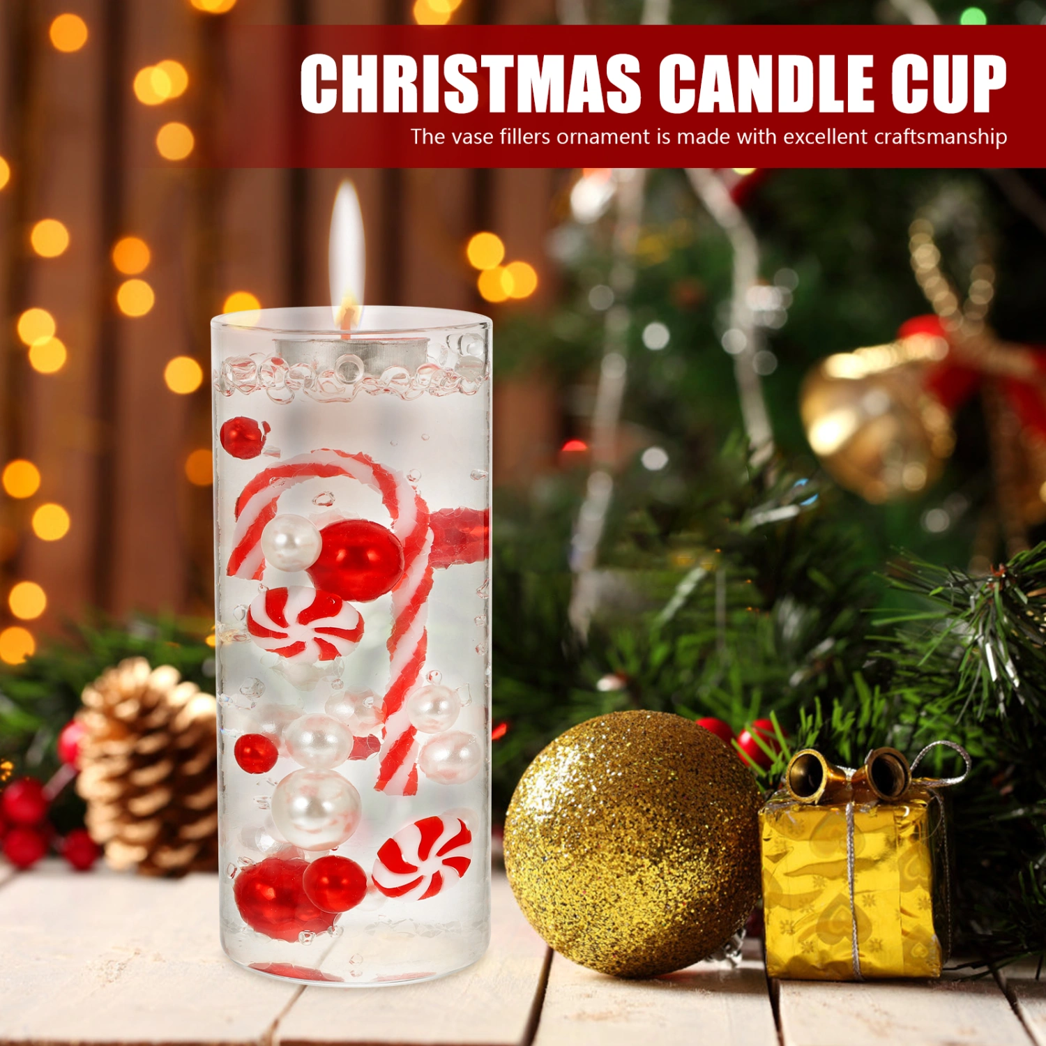 1 Set Christmas Vase Filler Pearl Floating Pearls Christmas Vase Filler Ornaments