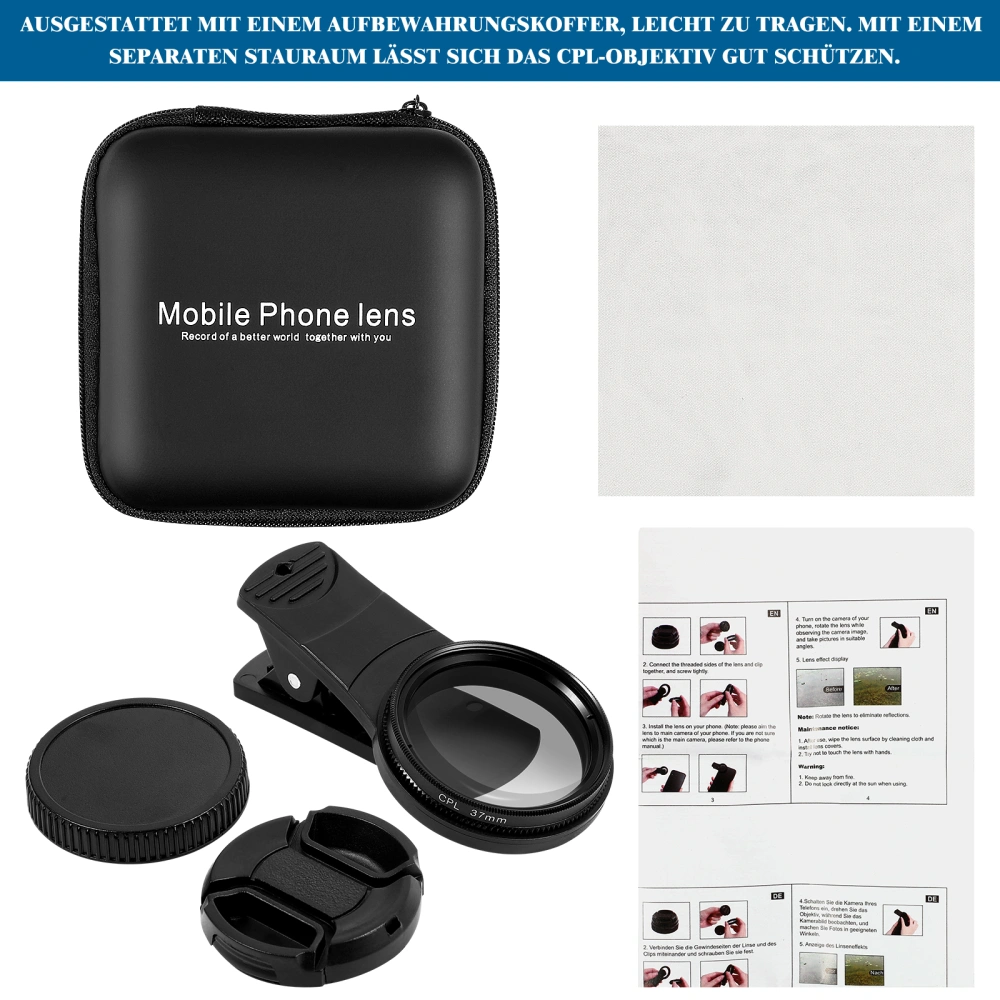 2pcs UKCOCO 1 Set Circular Polarizer Filter Phone Camera Lens CPL Polarizing Filter Lens Portable Mobile Phone Lens (37mm)