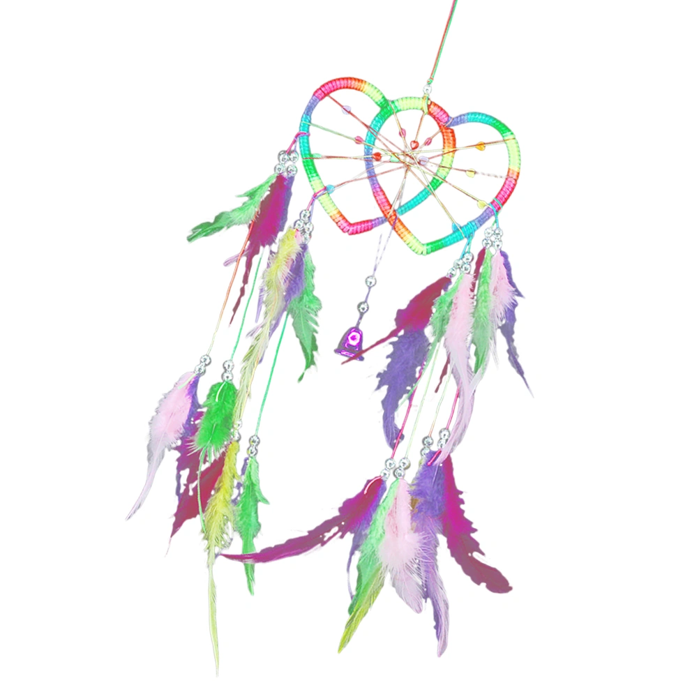 Plumes Dream Catcher Bedroom Wall Hanging Ornament  Heart Dreamcatcher for Valentine's Day