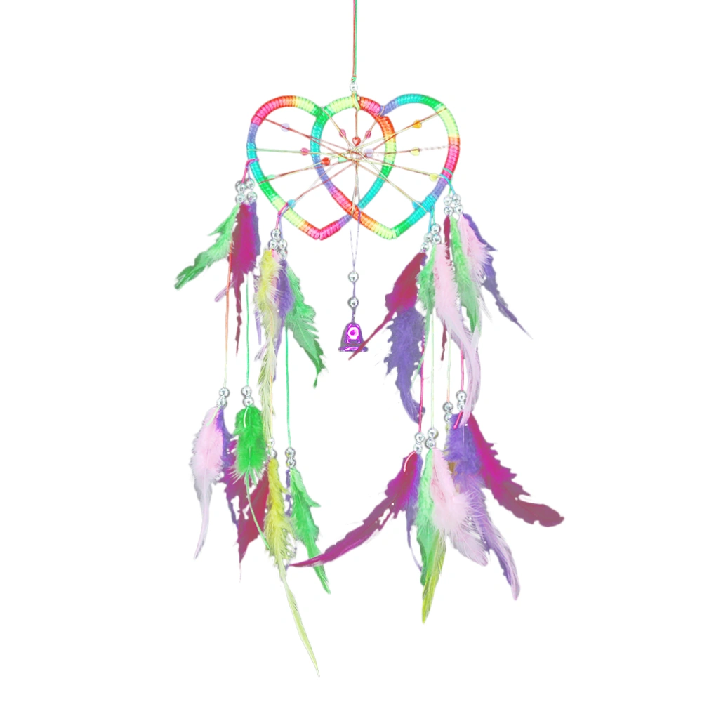 Plumes Dream Catcher Bedroom Wall Hanging Ornament  Heart Dreamcatcher for Valentine's Day