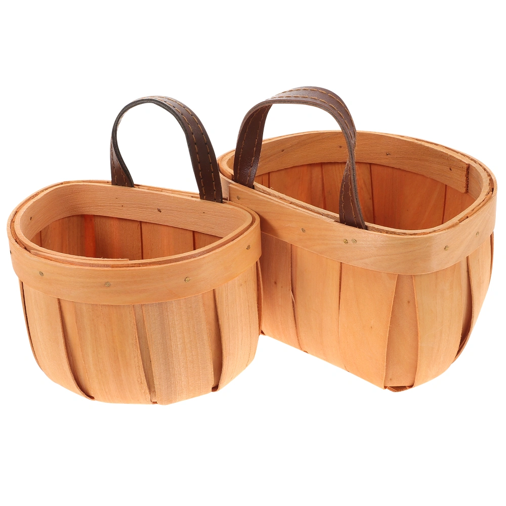 2Pcs Bamboo Woven Hanging Basket Hanging Wall Basket Kitchen Hanging Basket Organizer