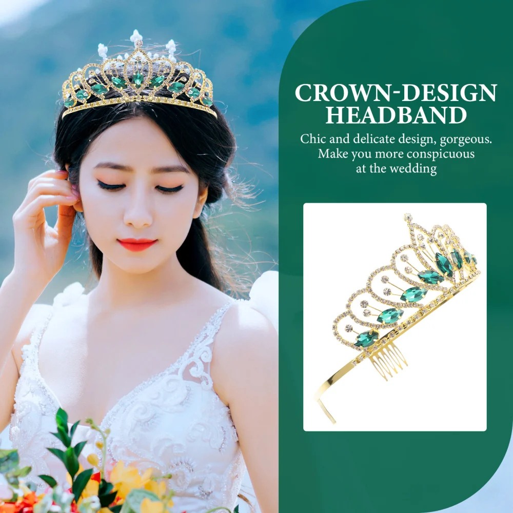 Rhinestones Crown for Bride Decorative Bride Crown Birthday Hair Accessory