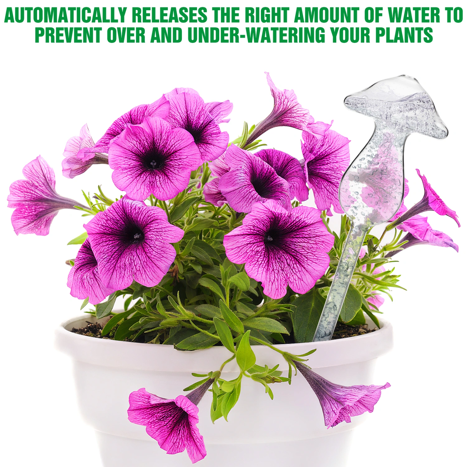 2 Pcs Self Watering Globes Mushroom Shape Clear Glass Plant Water Devices for Indoor Outdoor Plants
