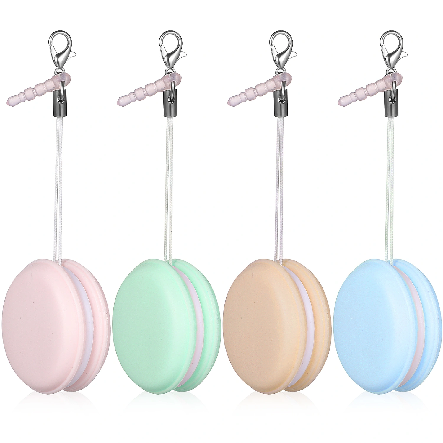 4 Pcs Macaron Mobile Phone Screen Cleaners Macaron Shaped Phone Cleaning Wipes Brushes Cell Phone Lanyards Decorative Pendants