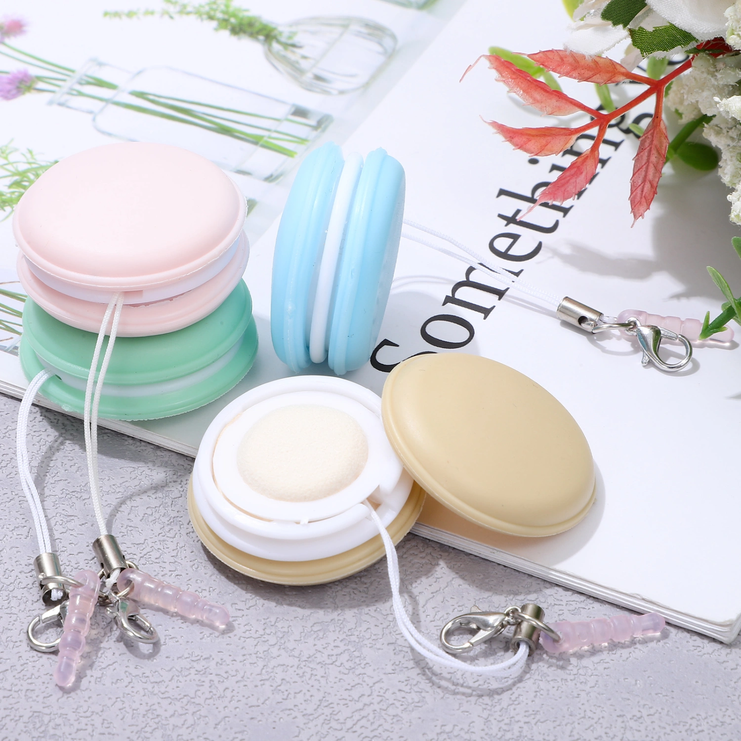 4 Pcs Macaron Mobile Phone Screen Cleaners Macaron Shaped Phone Cleaning Wipes Brushes Cell Phone Lanyards Decorative Pendants