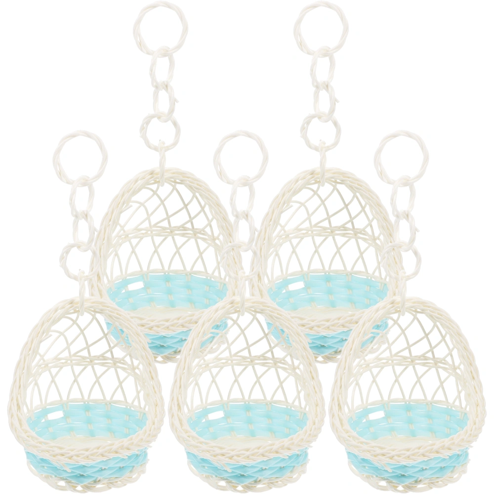 5pcs Portable Rattan Basket Household Hanging Hand Made Basket Picnic Use Food Basket