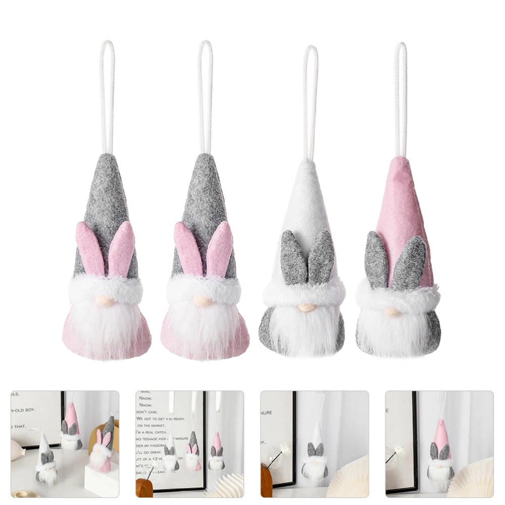 4pcs Easter Bunny Gnome Dolls Easter Gnome Hanging Ornaments Easter Dwarf Gnome