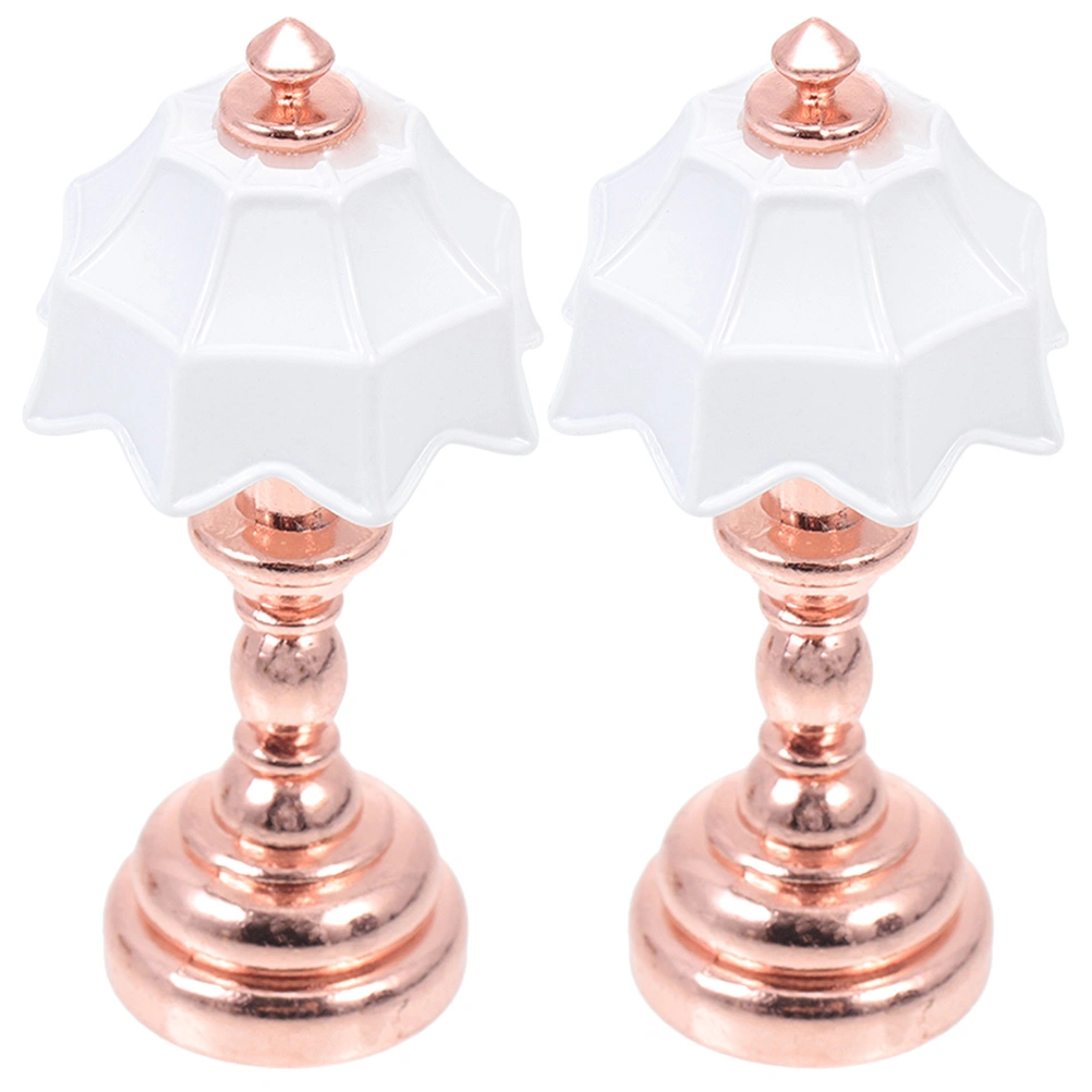 2Pcs Miniature Bedroom Light 1/12 Mini Lamp Mini Table Lamp for Miniature House DIY Scene Ornament