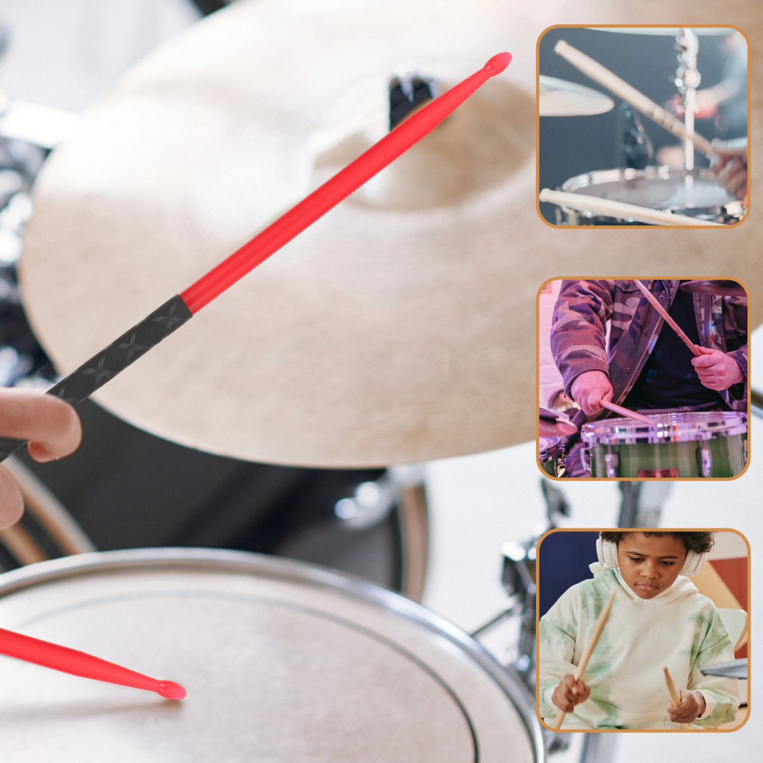 5 Pairs Drumsticks Non-Slip Drum Sticks Standard 5A Drum Sticks for Kids Students Adults