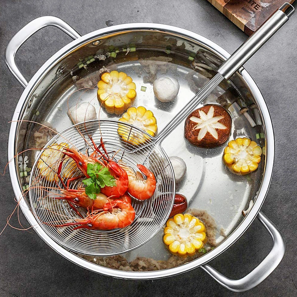 Food Strain Colander Hot Pot Strainer Spoon Stainless Steel Slotted Spoon Pasta Spoon