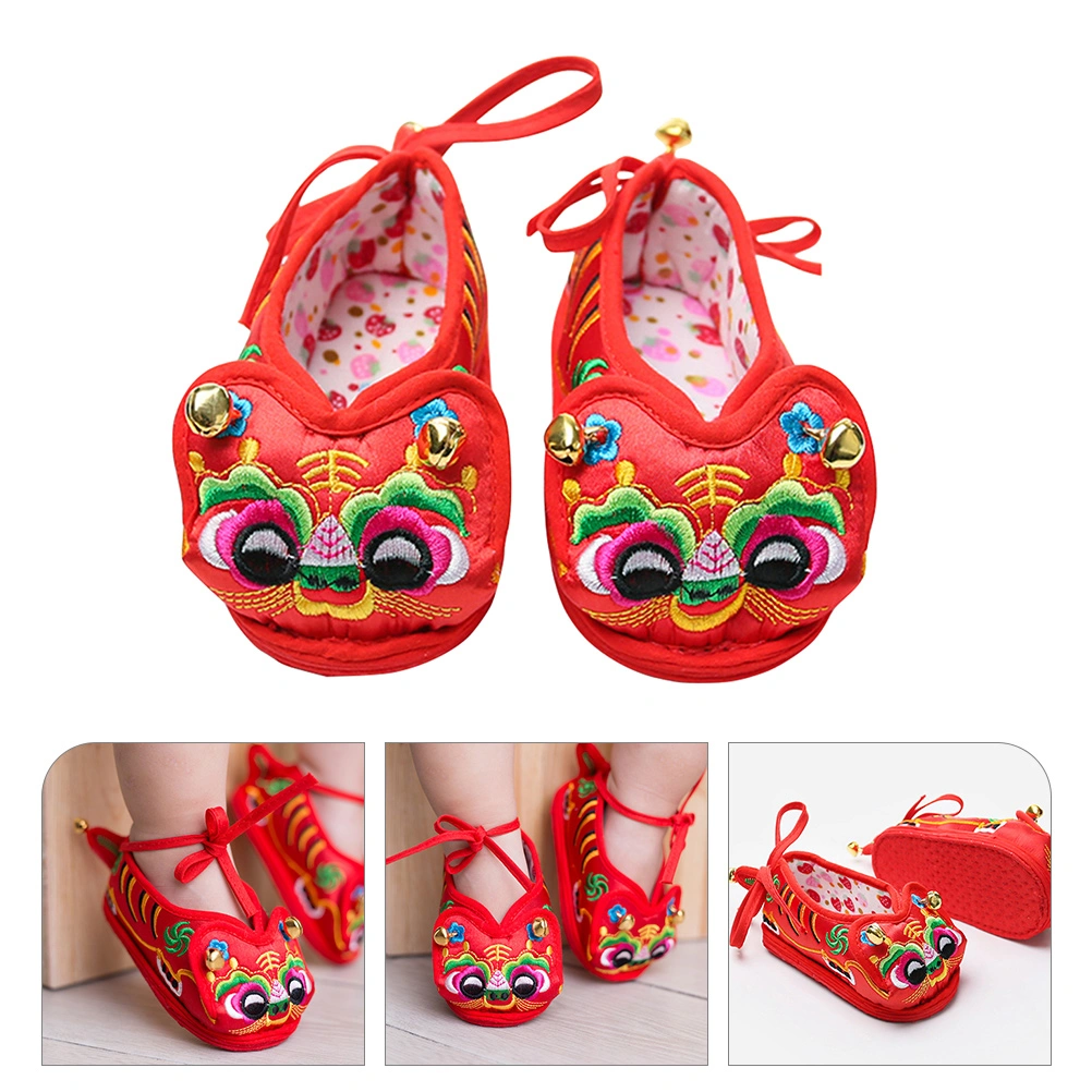 1 Pair Baby Warm Shoes Toddler Walking Shoes Embroidery Tiger Shoes Winter Shoes