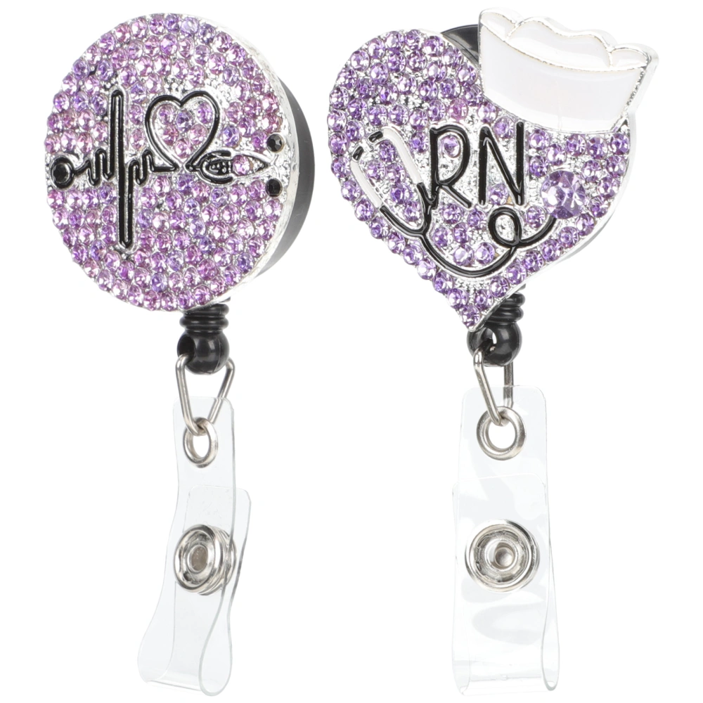 2Pcs Cards Badge Holders Retractable Badge Reels Decorative Cards Holders Glitter Badge Reels