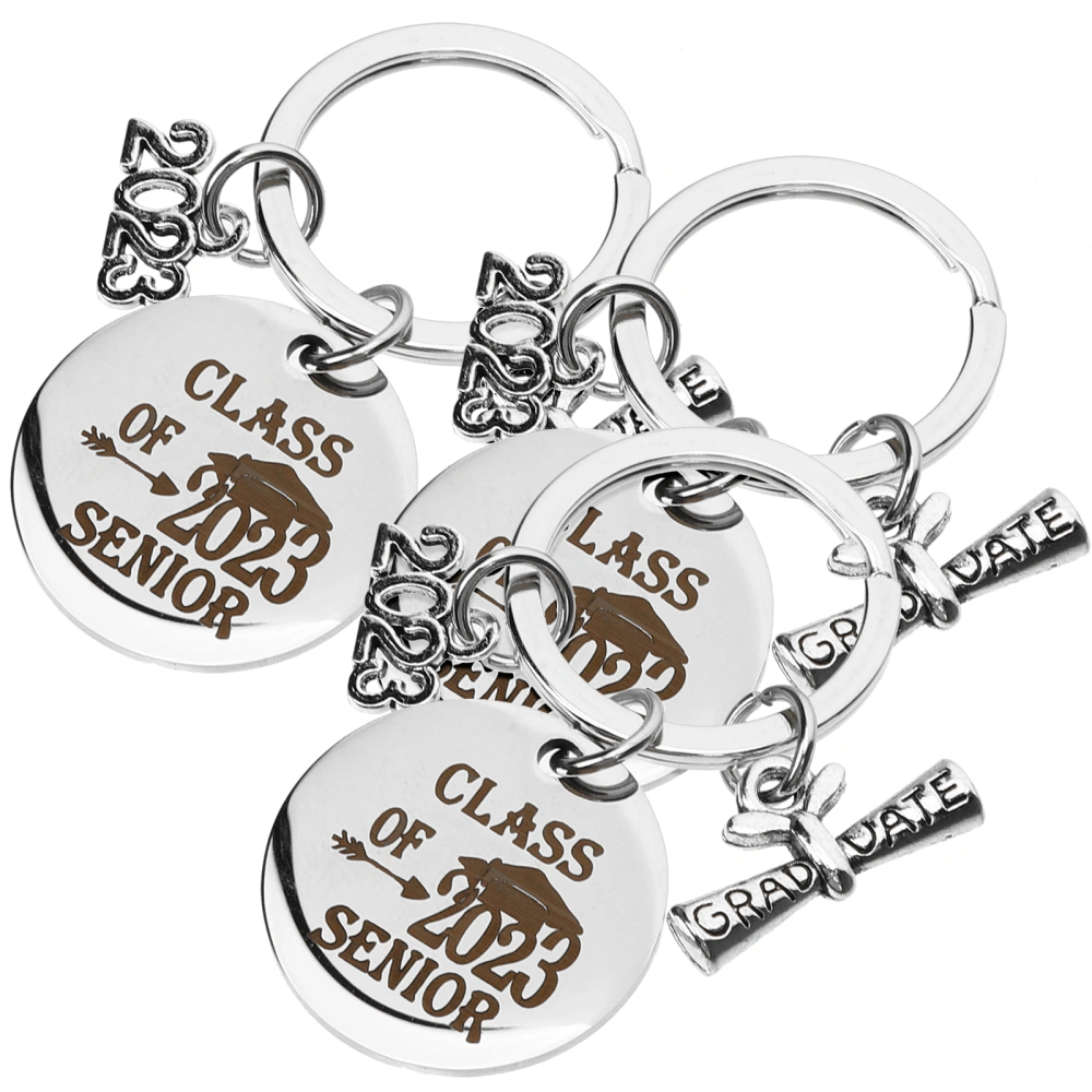 3 pcs Graduation Keychain Stainless Steel Graduation Gift Keychain for Party