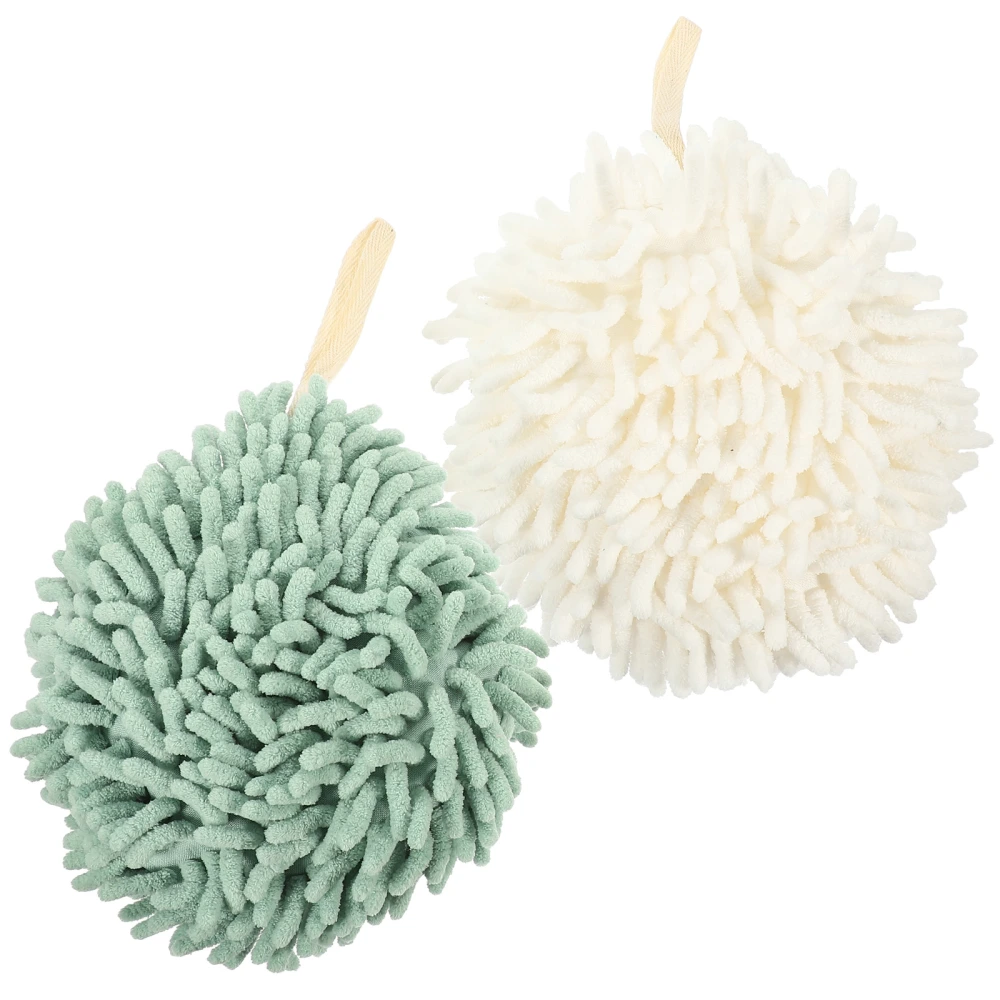 2pcs Chenille Hand Towel Bathroom Hanging Hand Towel Absorbent Hand Towel