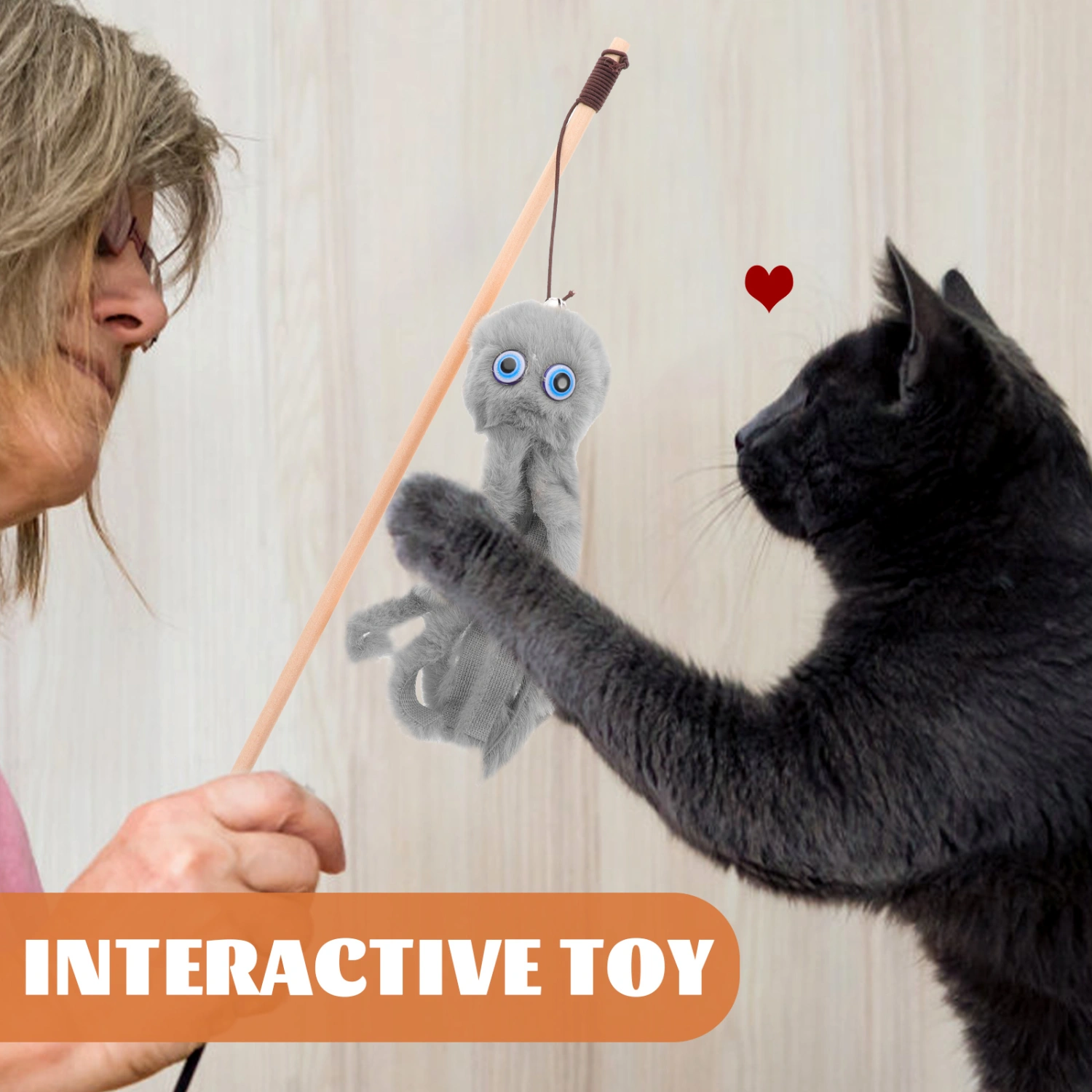 2Pcs Indoor Cat Teasing Wand Interactive Cat Stick Interesting Cat Toy Cat Fishing Pole Toy