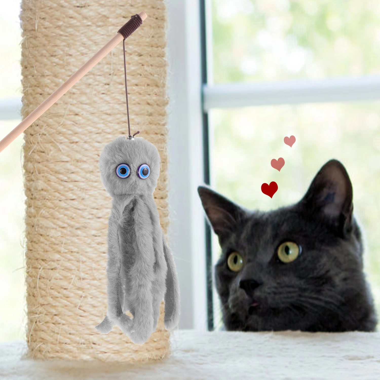 2Pcs Indoor Cat Teasing Wand Interactive Cat Stick Interesting Cat Toy Cat Fishing Pole Toy