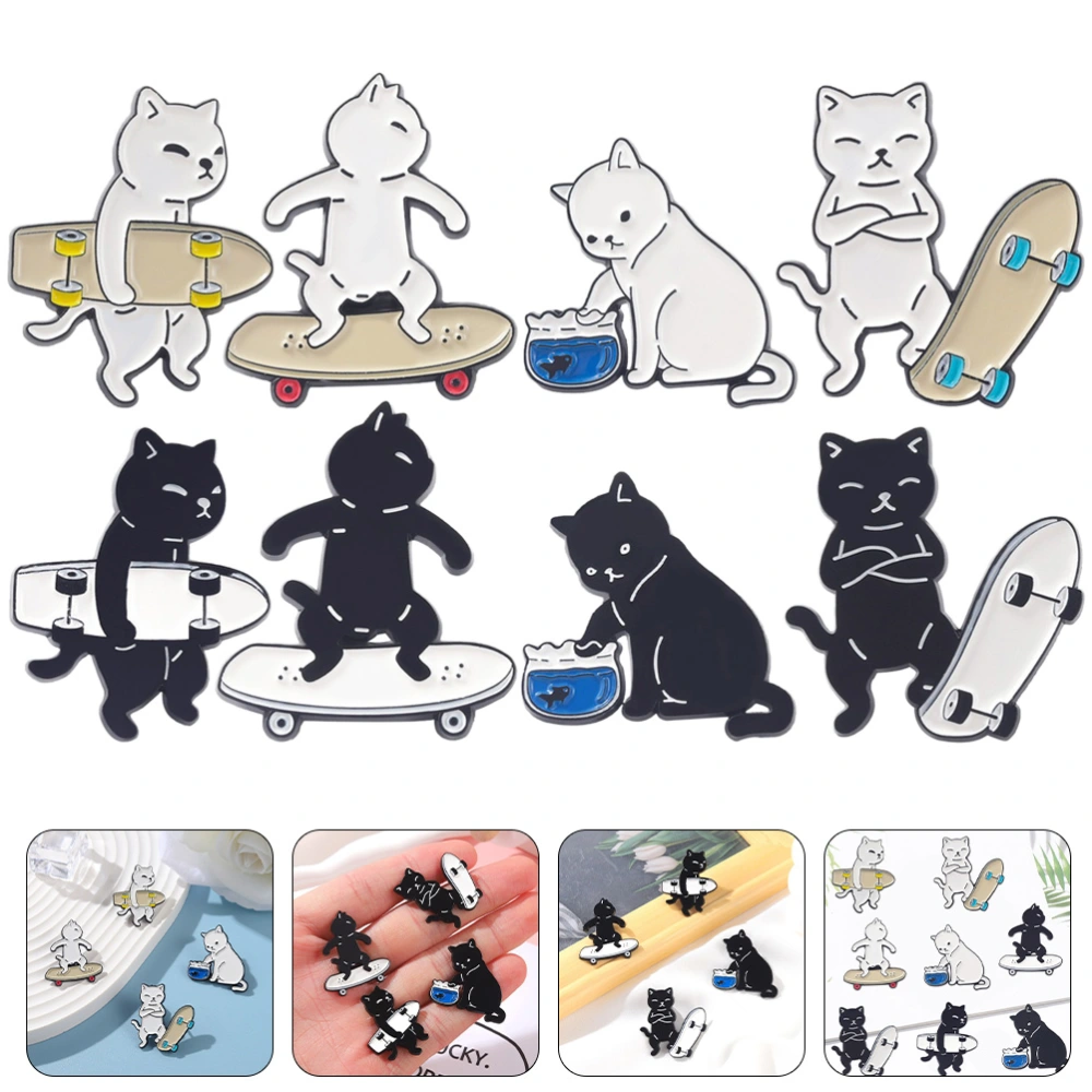 8pcs Enamel Pin Backpacks Pins Cute Cat Design Enamel Pin Brooches Mixed Style