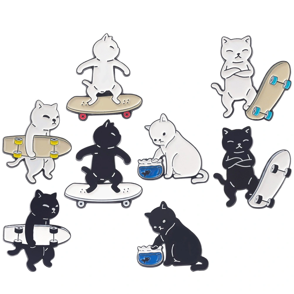 8pcs Enamel Pin Backpacks Pins Cute Cat Design Enamel Pin Brooches Mixed Style