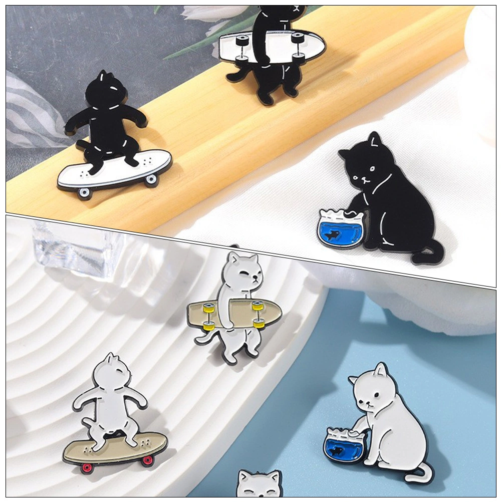 8pcs Enamel Pin Backpacks Pins Cute Cat Design Enamel Pin Brooches Mixed Style
