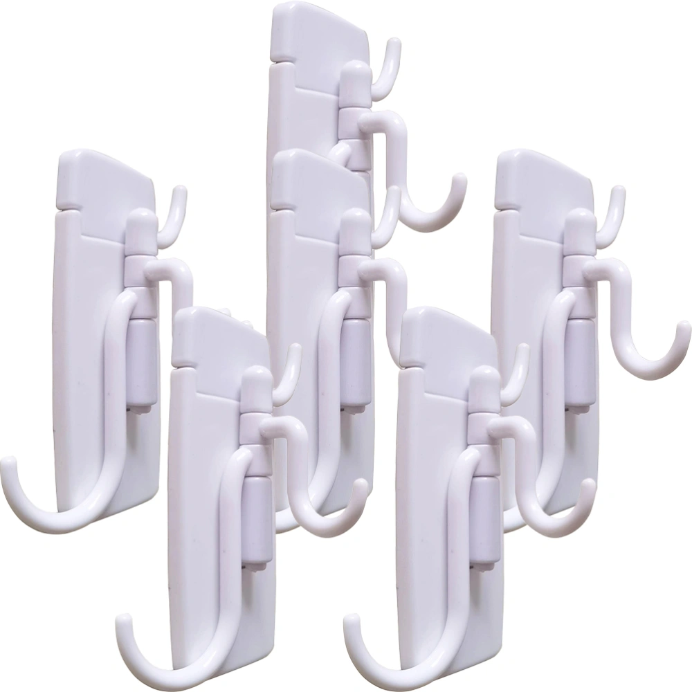 6pcs Vertical Hook Rack Adhesive Swivel Wall Hooks Multi-use Hooks Wall Rotating Hangers