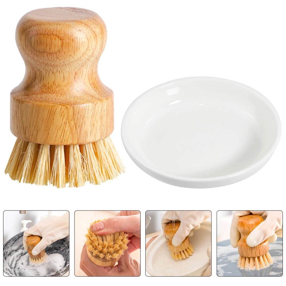 1 Set of Kitchen Cleaning Brush Dish Scrub Brush Wok Brush Multi-functional Base Brush