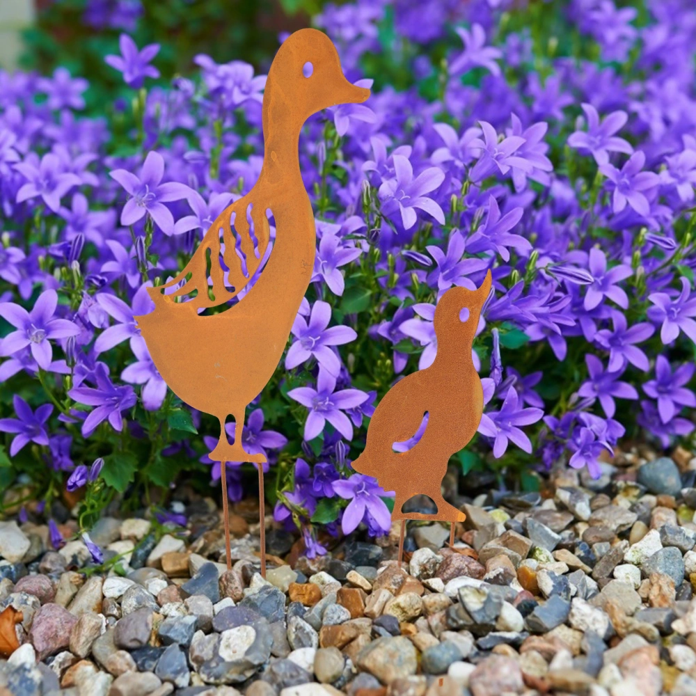 1 Set of Garden Duck Stakes Garden Duck Decoration Metal Duck Signs Garden Decoration