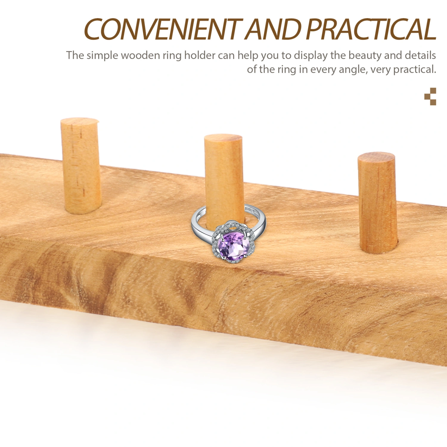 Wooden Finger Ring Stand Jewelry Display Holder Showcase Rings Display Stand