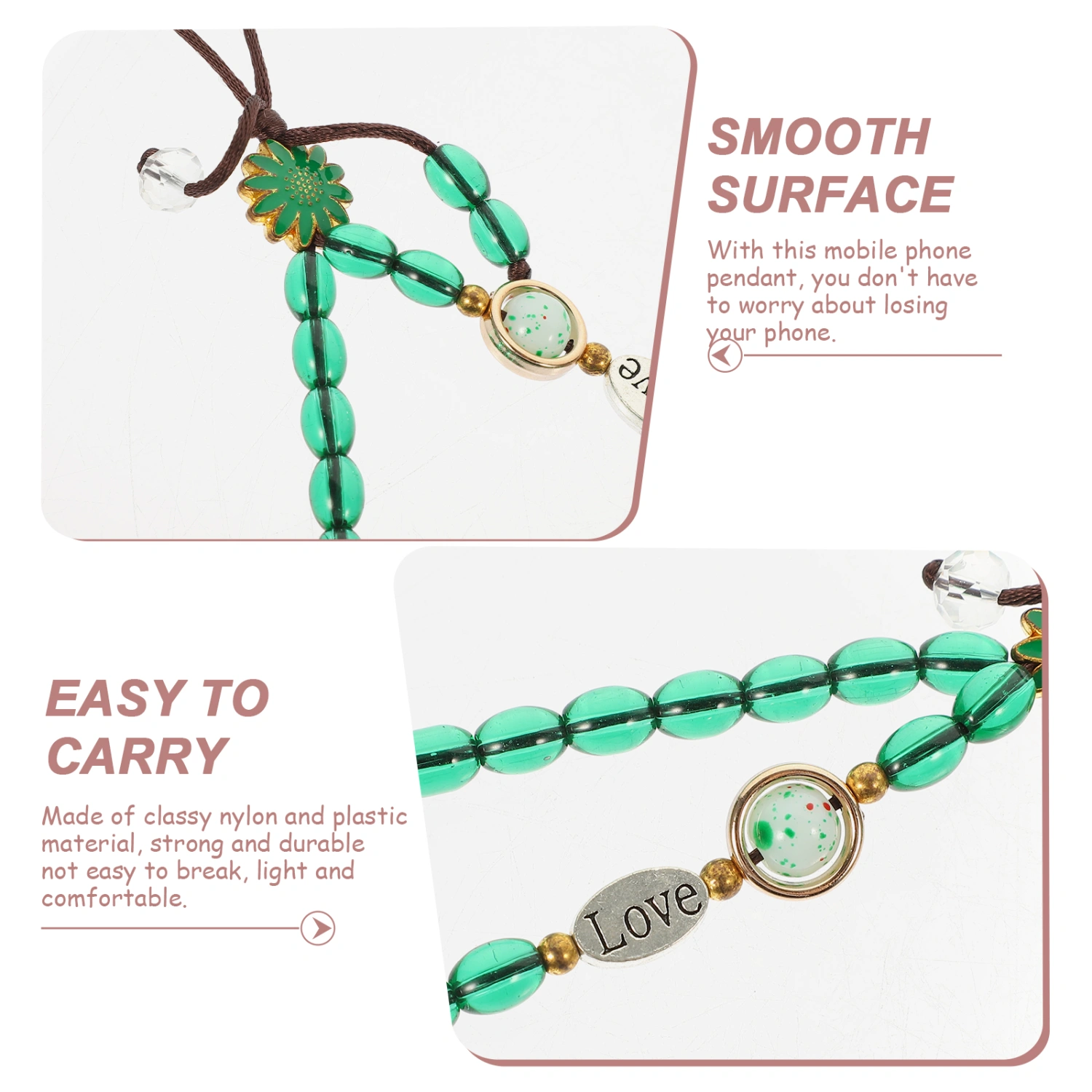 3pcs Pearl Beaded Phone Charms Cell Phone Wrist Straps Daisy Beaded Phone Lanyard