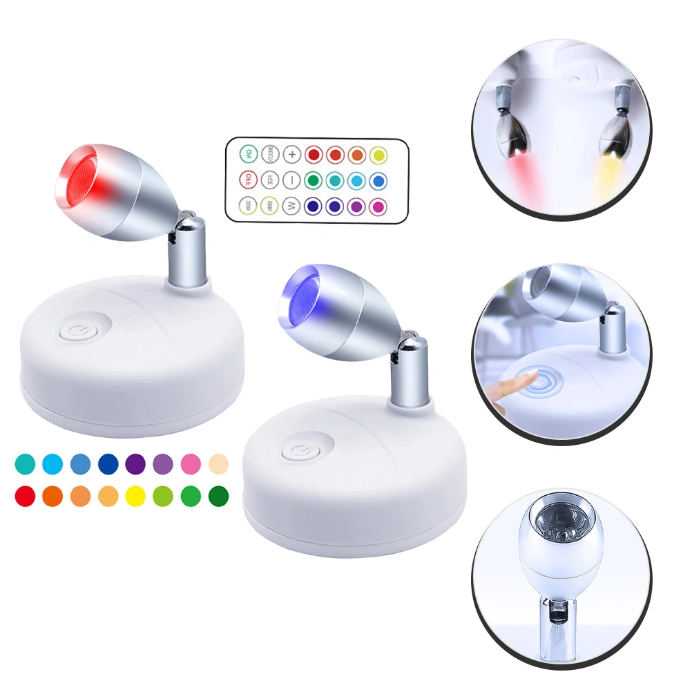 2pcs RGB Wireless Lights LED Under Cabinet Lights Indoor Spotlights with Remote Controller