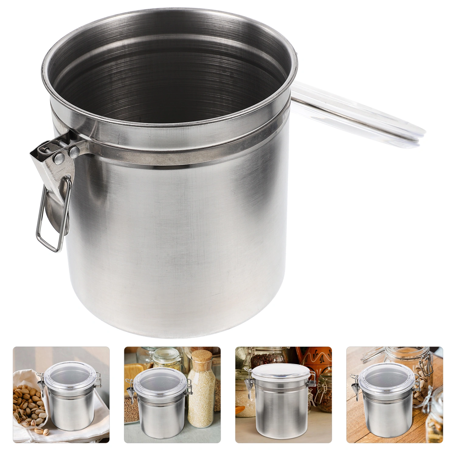 Convenient Food Canister Stainless Steel Storage Jar Household Coffee Bean Canister Storage Accessory