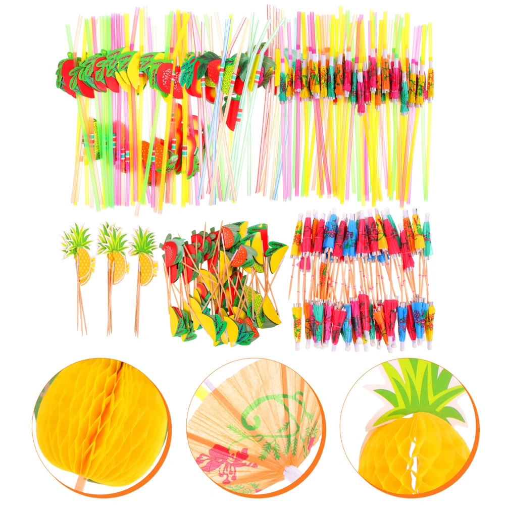 1 Set of Fruit Picks Party Umbrella Straws Decorative Fruit Picks Disposable Fruits Sticks Party Supplies