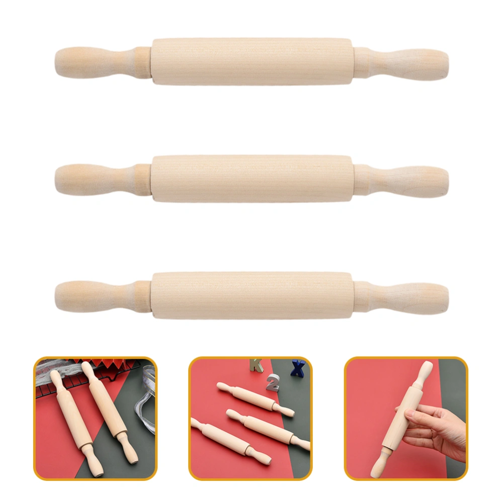 3pcs Wooden Rolling Pin Small Rolling Pin Dough Roller Pin Kids Rolling Pin Baking Tool