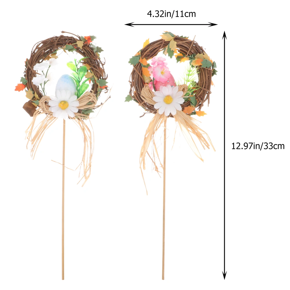 2pcs Easter Party Decor Easter Flower Wreath Delicate Door Egg Wreath Home Garland Decor