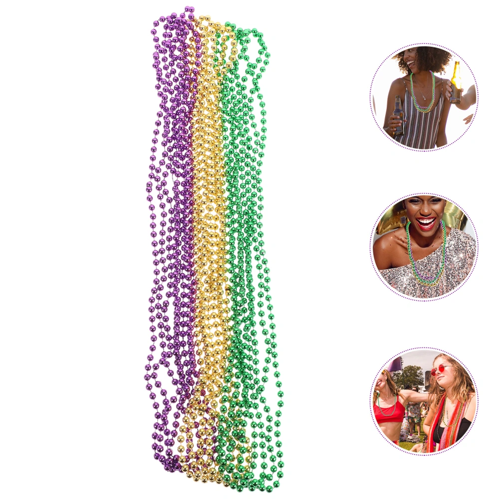 15pcs Colorful Beaded Necklaces Round Beads Necklace Festive Party Beading Necklaces