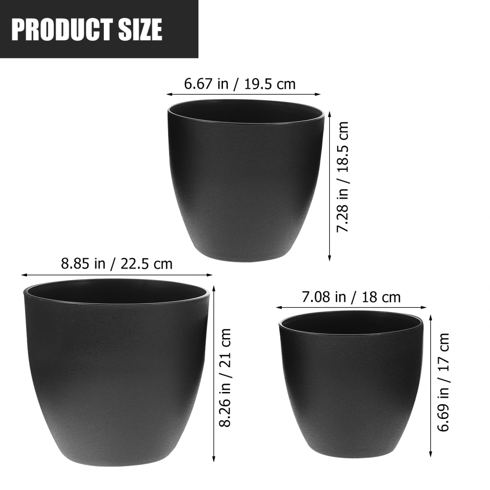 3pcs Garden Use Plastic Flower Pot Reusable Simulated Stone Flowerpot Plant Nursery Pot