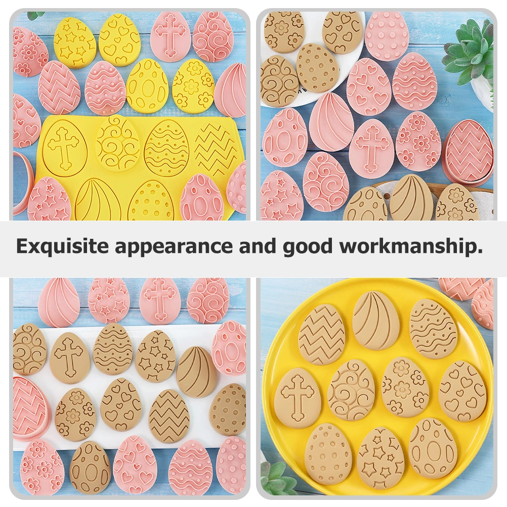 10pcs Biscuit Mould Easter Cookie Cutters Cookie Pressing Cutter Embossing Mold