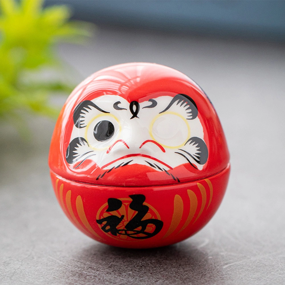 2pcs Ceramic Daruma Doll Daruma Statue Desktop Ornaments Holiday Home Decor