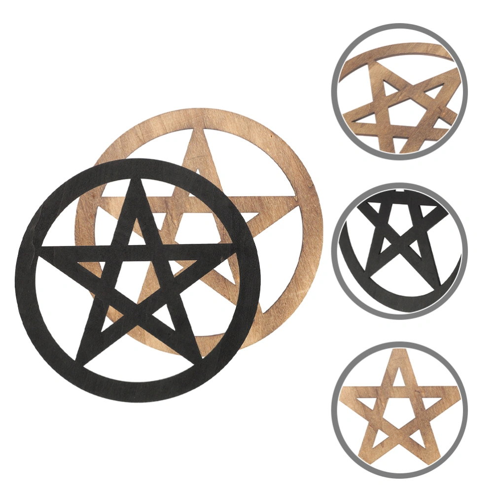 2pcs Wooden Altar Pentacle Ritual Object Ritual Household Ornament Altar Supply Cup Coaster